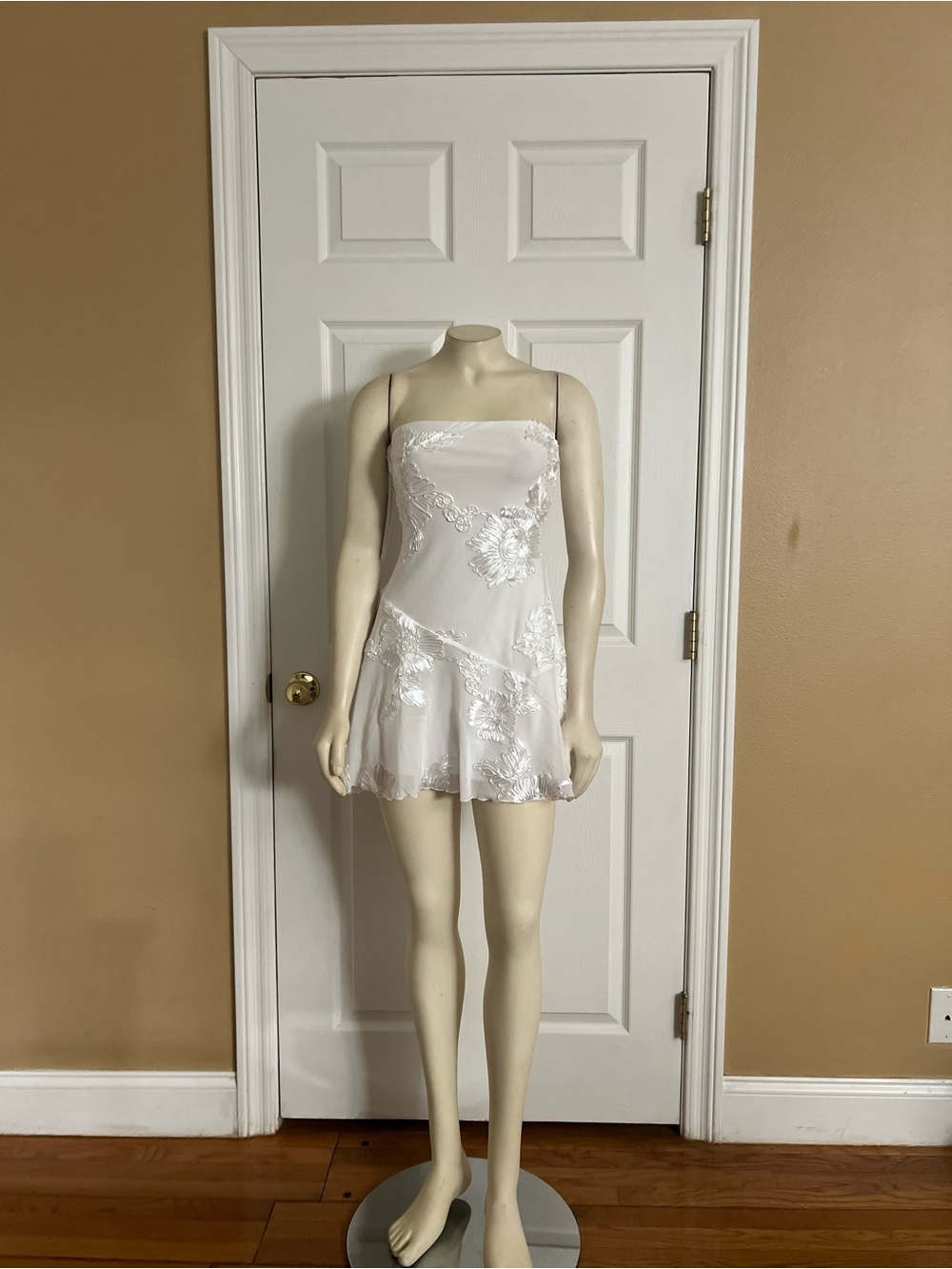 Princess Polly Meadow Of Dreams Strapless Mini Dress White Floral Burnout - Picture 9 of 16